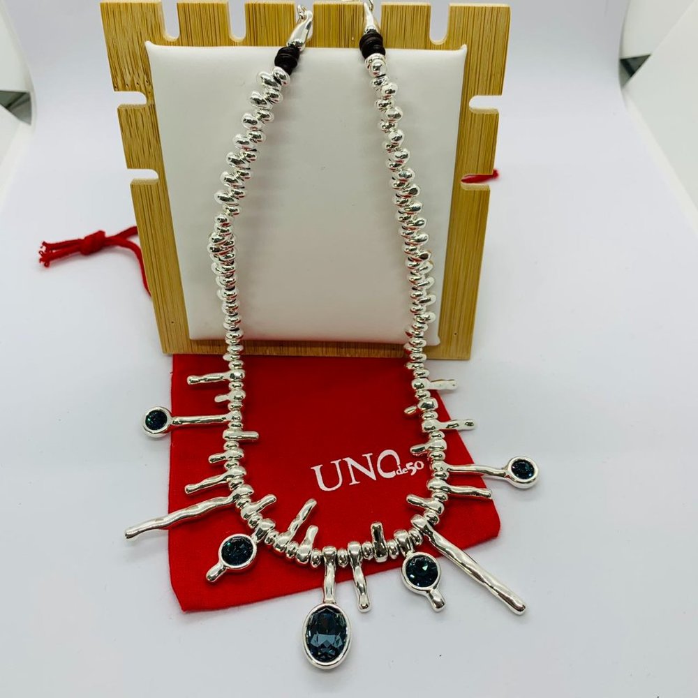 Uno de 50 necklace blue crystal necklace, blue Swarovski drop crystal necklace